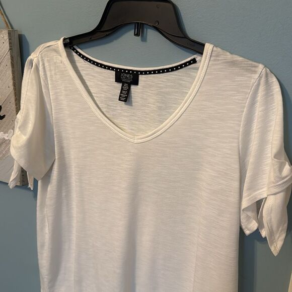 Jones New York Signature Cold Shoulder SS White Top - M - Picture 1 of 6